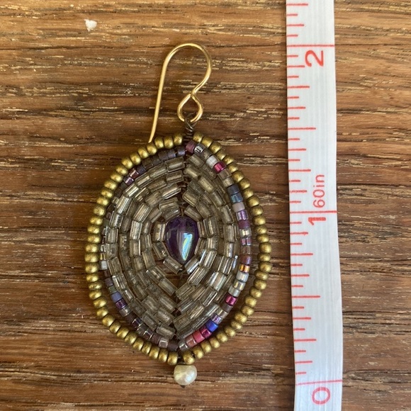 Vintage Hand Beaded Artisan Earrings - Picture 7 of 9